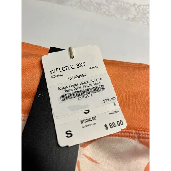 Adidas Floral Peachy Sleeveless Polo Shirt Sz M; Skort Sz S Golf Tennis Athletic